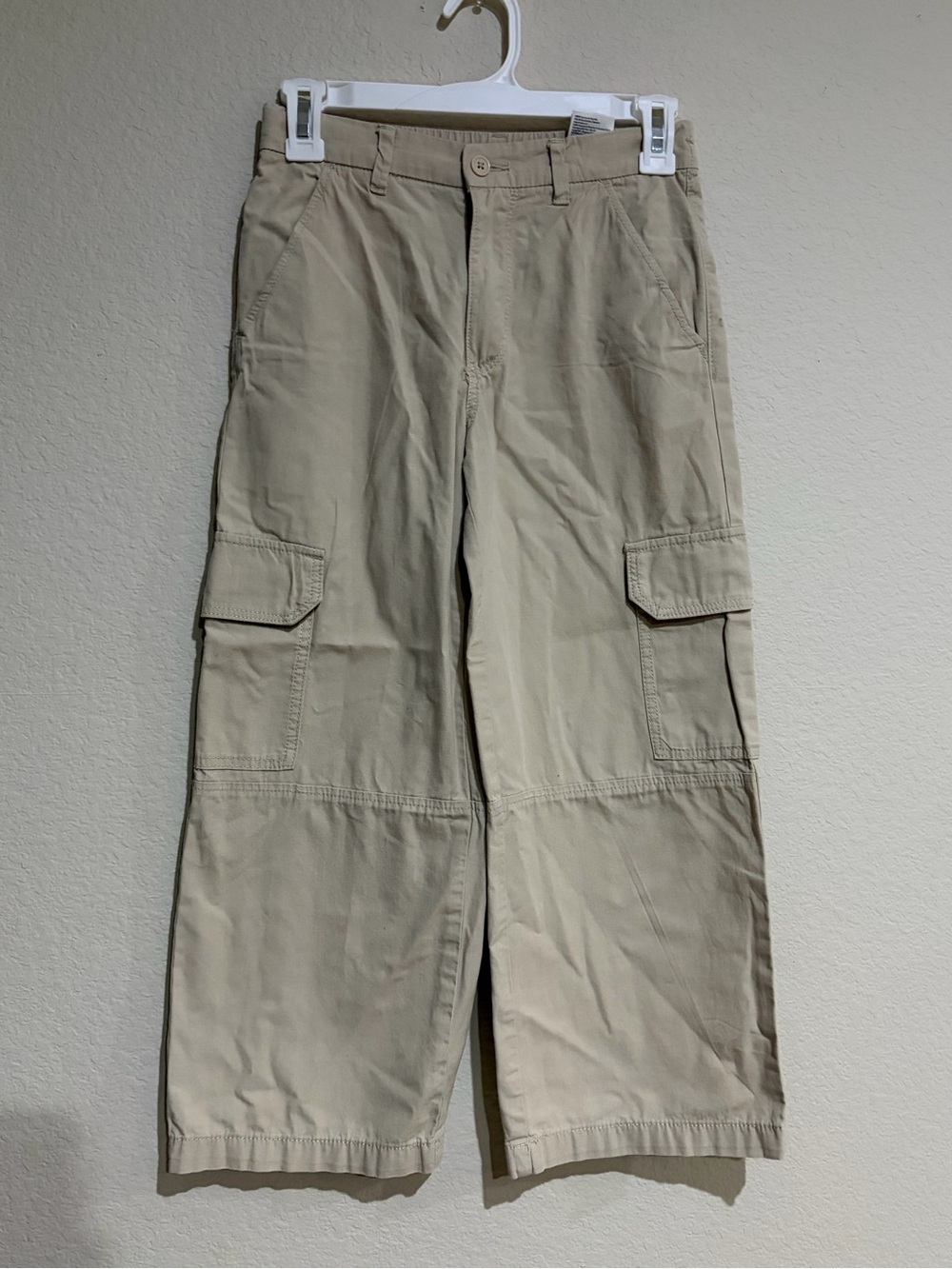 H&M Kids Size 10 Khaki Wide Leg Cargo Pants Beige Utility Y2K Streetwear